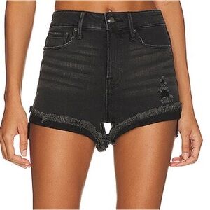 NWT Good American Good Curve Black Frayed Shorts Size 26